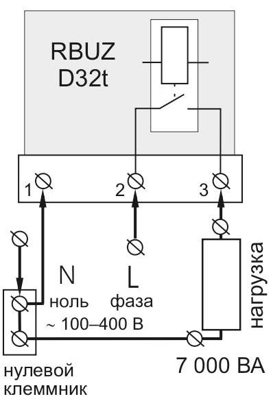 Упрощенная внутренняя схема и схема подключения RBUZ D32t